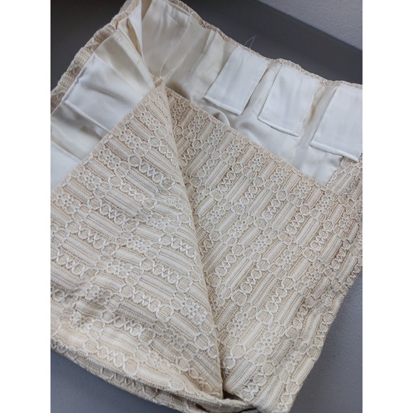 VTG Brocade Lace Cream‎ Curtain Panel Fully Lined Ivory 30"x86" Romantic Cottage - Picture 2 of 8